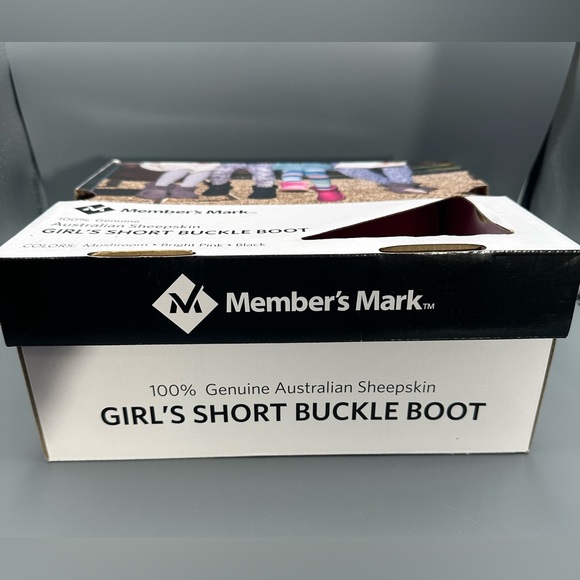 NIB Member's Mark Short Sheepskin Buckle Boots Girl's Size 4 Pink - Picture 11 of 12